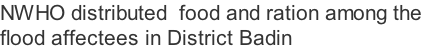 NWHO distributed  food and ration among the  flood affectees in District Badin